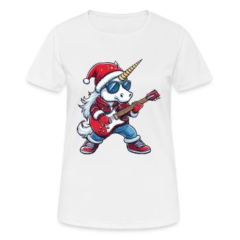 Unicorn Christmas Rocker Guitar - Women's Breathable T-Shirt - white - Front - AI Model Female 172 dark (172cm)