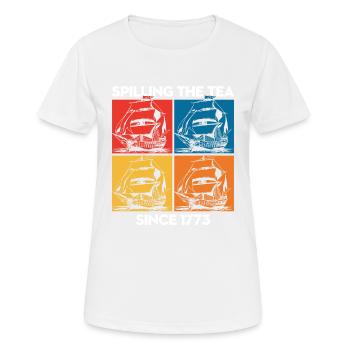Spilling tea since 1773 – Humorous story - Women's Breathable T-Shirt - white - Front - AI Model Female 172 dark (172cm)