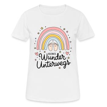 Grossesse Ventre de Bébé - Petit Miracle - T-shirt respirant Femme - blanc - Devant - AI Model Female 172 dark (172cm)