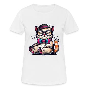 stilvolle Katze - Frauen T-Shirt atmungsaktiv - Weiß - Vorne - AI Model Female 172 dark (172cm)