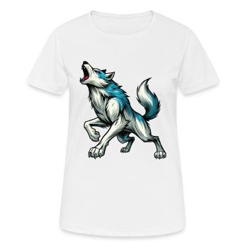 Wolf Comic - Frauen T-Shirt atmungsaktiv - Weiß - Vorne - AI Model Female 172 dark (172cm)