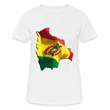 Bolivien Flagge in der Bolivien Landkarte - Frauen T-Shirt atmungsaktiv - Weiß - Vorne - AI Model Female 172 dark (172cm)