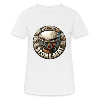 Stone Beat Trommel Ethno Musikdesign - Frauen T-Shirt atmungsaktiv - Weiß - Vorne - AI Model Female 172 dark (172cm)