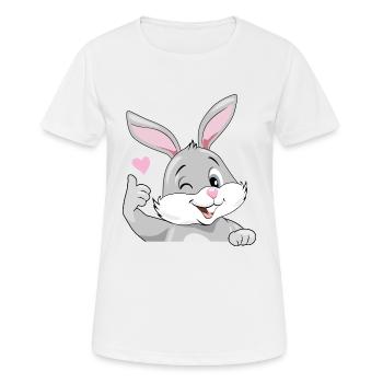Sourire clin d’œil lapin aime - T-shirt respirant Femme - blanc - Devant - AI Model Female 172 dark (172cm)