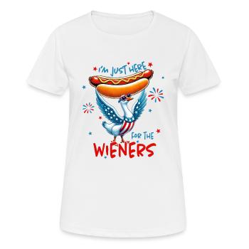Je ne suis là que pour les saucisses - T-shirt respirant Femme - blanc - Devant - AI Model Female 172 dark (172cm)