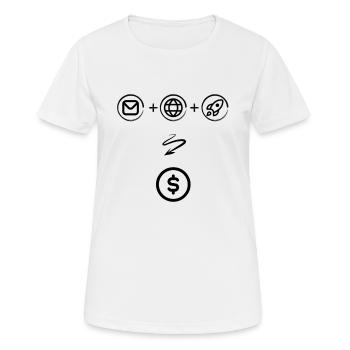 Cosmic Business Equation - Funny Startup T Shirt - Women's Breathable T-Shirt - white - Front - AI Model Female 172 dark (172cm)