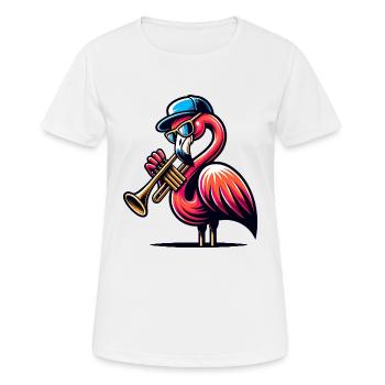 Cool trompette flamant rose avec chapeau - T-shirt respirant Femme - blanc - Devant - AI Model Female 172 dark (172cm)