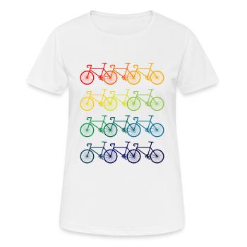 bunte Fahrräder - Frauen T-Shirt atmungsaktiv - Weiß - Vorne - AI Model Female 172 dark (172cm)