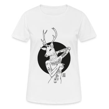 Outline deer woman - Women's Breathable T-Shirt - white - Front - AI Model Female 172 dark (172cm)