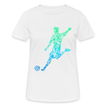 Fußball Fußballer Kinder Jungen Herren - Frauen T-Shirt atmungsaktiv - Weiß - Vorne - AI Model Female 172 dark (172cm)