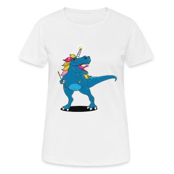 Cadeau drôle de licorne dinosaure T-Rex drôle - T-shirt respirant Femme - blanc - Devant - AI Model Female 172 dark (172cm)