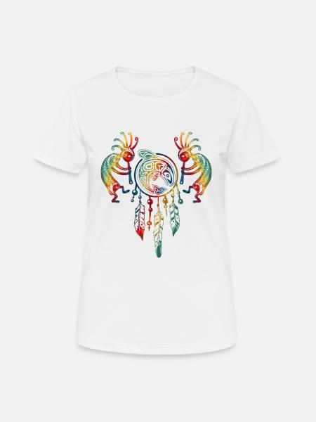 Native American Kokopelli Whale Dreamcatcher 1 - Women's Breathable T-Shirt - white