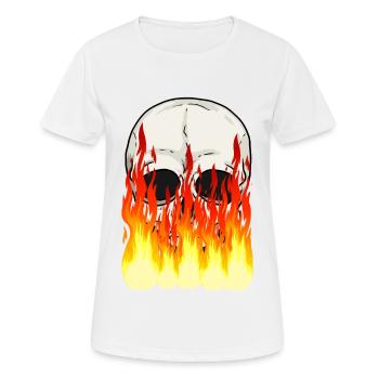 Skull Skull Horreur Halloween Flammes de feu - T-shirt respirant Femme - blanc - Devant - AI Model Female 172 dark (172cm)