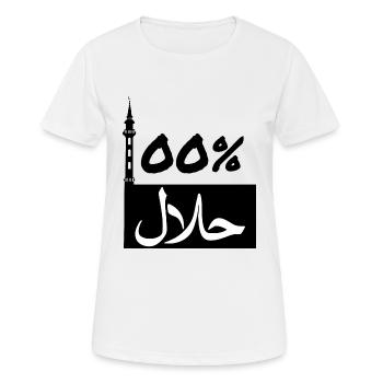 Chemise 100% islamique musulmane Halal disant minaret - T-shirt respirant Femme - blanc - Devant - AI Model Female 172 dark (172cm)