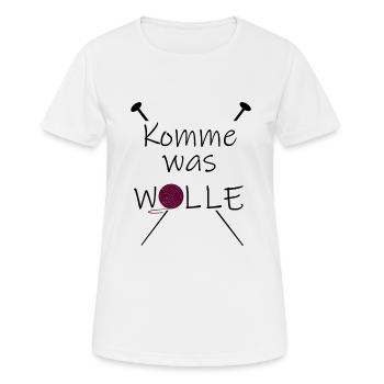 Wolle Spruch Nadeln - Frauen T-Shirt atmungsaktiv - Weiß - Vorne - AI Model Female 172 dark (172cm)