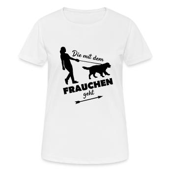 Le propriétaire du chien devient drôle avec un chien - T-shirt respirant Femme - blanc - Devant - AI Model Female 172 dark (172cm)