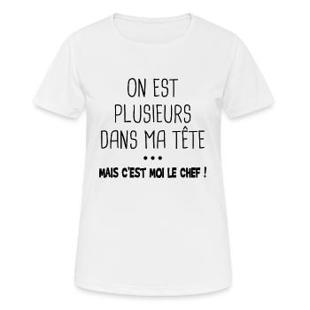C'est moi le chef - cadeau drôle et humoristique - T-shirt respirant Femme - blanc - Devant - AI Model Female 172 dark (172cm)