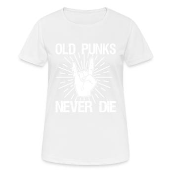 Old Punks Never Die Punkrock Spruch Geschenk - Frauen T-Shirt atmungsaktiv - Weiß - Vorne - AI Model Female 172 dark (172cm)