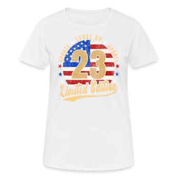 Mise à jour Level Up 23 Ans Édition Limitée - T-shirt respirant Femme - blanc - Devant - AI Model Female 172 dark (172cm)