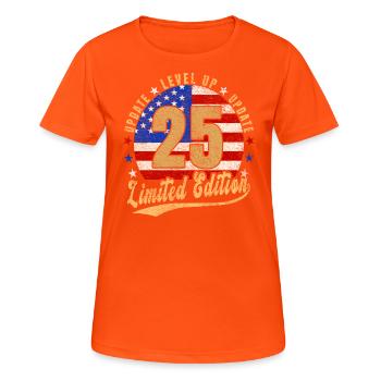 Update Level Up 25 Jahre Limited Edition USA - Frauen T-Shirt atmungsaktiv - Neonorange - Vorne - AI Model Female 172 dark (172cm)