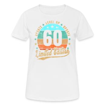 Mise à jour Level Up 60 Years Limited Edition Retro - T-shirt respirant Femme - blanc - Devant - AI Model Female 172 dark (172cm)
