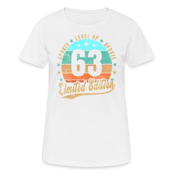 Mise à jour Level Up 63 Ans Édition Limitée Rétro - T-shirt respirant Femme - blanc - Devant - AI Model Female 172 dark (172cm)