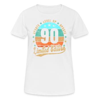 Mise à jour Level Up 90 Years Limited Edition Retro - T-shirt respirant Femme - blanc - Devant - AI Model Female 172 dark (172cm)