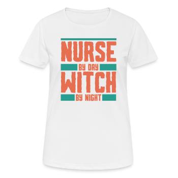 Infirmière de jour sorcière de nuit - T-shirt respirant Femme - blanc - Devant - AI Model Female 172 dark (172cm)