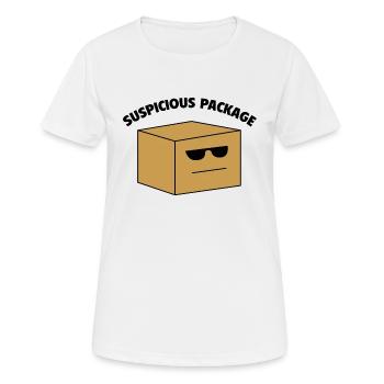 Suspicious Package - Women's Breathable T-Shirt - white - Front - AI Model Female 172 dark (172cm)