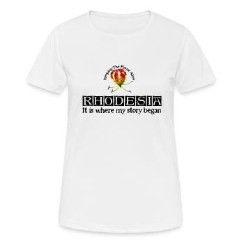 Rhodesia Story Begins Schwarz - Frauen T-Shirt atmungsaktiv - Weiß - Vorne - AI Model Female 172 dark (172cm)