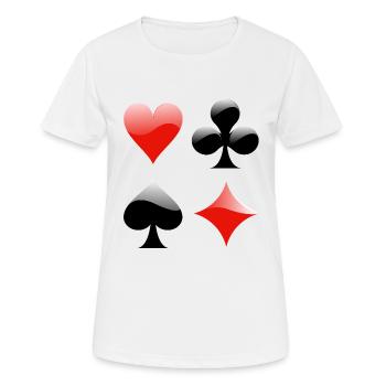 Poker Kartenspiel Herz Kreuz Karo Pik - Frauen T-Shirt atmungsaktiv - Weiß - Vorne - AI Model Female 172 dark (172cm)