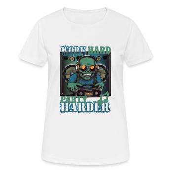 Arbeite Hart Party Härter - Frauen T-Shirt atmungsaktiv - Weiß - Vorne - AI Model Female 172 dark (172cm)