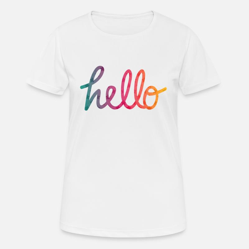 Hello Typography rainbow - Women's Breathable T-Shirt - white