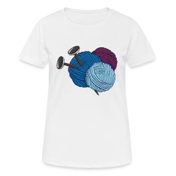 Wool with knitting needles - Women's Breathable T-Shirt - white - Front - AI Model Female 172 dark (172cm)