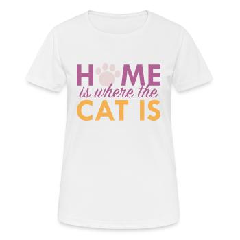 Zuhause ist, wo die Katze ist - Frauen T-Shirt atmungsaktiv - Weiß - Vorne - AI Model Female 172 dark (172cm)