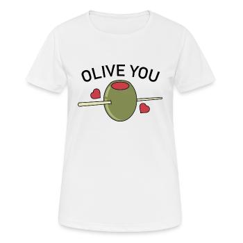 Olive You - T-shirt respirant Femme - blanc - Devant - AI Model Female 172 dark (172cm)