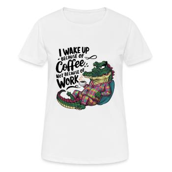 Morgenkaffee Morgenmuffel Krokodil mit Kaffeetasse - Frauen T-Shirt atmungsaktiv - Weiß - Vorne - AI Model Female 172 dark (172cm)