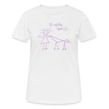 Die mit dem Hund geht - Frauen T-Shirt atmungsaktiv - Weiß - Vorne - AI Model Female 172 dark (172cm)