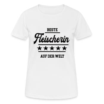 Beste Fleischerin Weltbeste Chefin Fleischerei - Frauen T-Shirt atmungsaktiv - Weiß - Vorne - AI Model Female 172 dark (172cm)