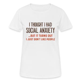 Soziale Angst - Frauen T-Shirt atmungsaktiv - Weiß - Vorne - AI Model Female 172 dark (172cm)