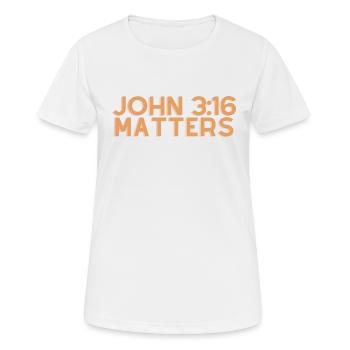 Johannes 3:16 Angelegenheiten - Christliches Zitat - Frauen T-Shirt atmungsaktiv - Weiß - Vorne - AI Model Female 172 dark (172cm)