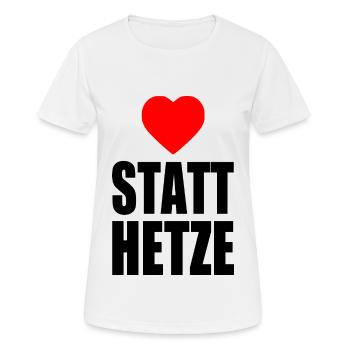Herz statt hetze - Frauen T-Shirt atmungsaktiv - Weiß - Vorne - AI Model Female 172 dark (172cm)