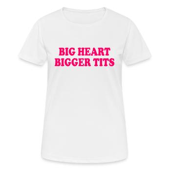 big heart bigger tits - Frauen T-Shirt atmungsaktiv - Weiß - Vorne - AI Model Female 172 dark (172cm)