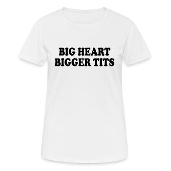 big heart bigger tits - Frauen T-Shirt atmungsaktiv - Weiß - Vorne - AI Model Female 172 dark (172cm)