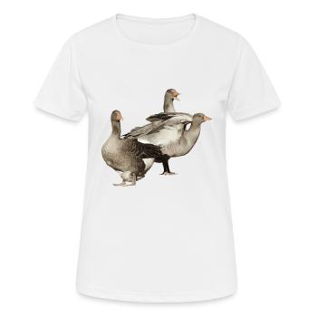Hoffentlich überleben die Gänse Weihnachten - Frauen T-Shirt atmungsaktiv - Weiß - Vorne - AI Model Female 172 dark (172cm)