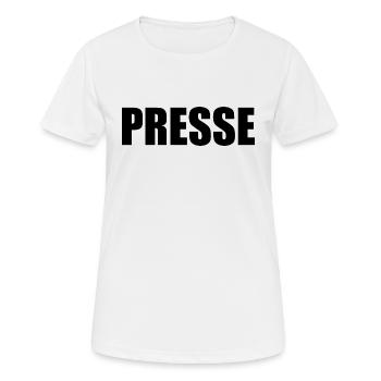 Presse - Frauen T-Shirt atmungsaktiv - Weiß - Vorne - AI Model Female 172 dark (172cm)