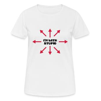 I'm with stupid :) (V) - Women's Breathable T-Shirt - white - Front - AI Model Female 172 dark (172cm)