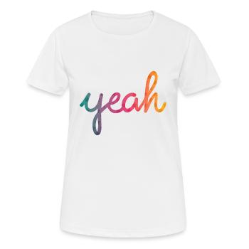 Yeah Typographie arc-en-ciel - T-shirt respirant Femme - blanc - Devant - AI Model Female 172 dark (172cm)