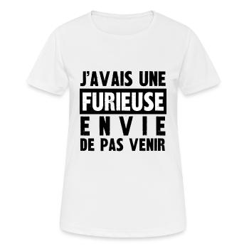 furieuse envie de pas venir - T-shirt respirant Femme - blanc - Devant - AI Model Female 172 dark (172cm)
