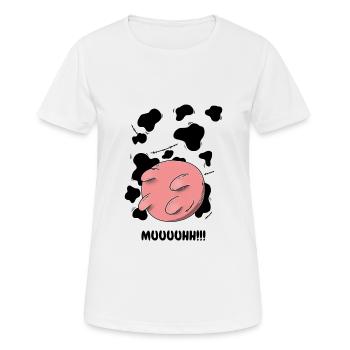 Mucca Muh Costume Mucca - Maglietta da donna traspirante - bianco - Fronte - AI Model Female 172 dark (172cm)